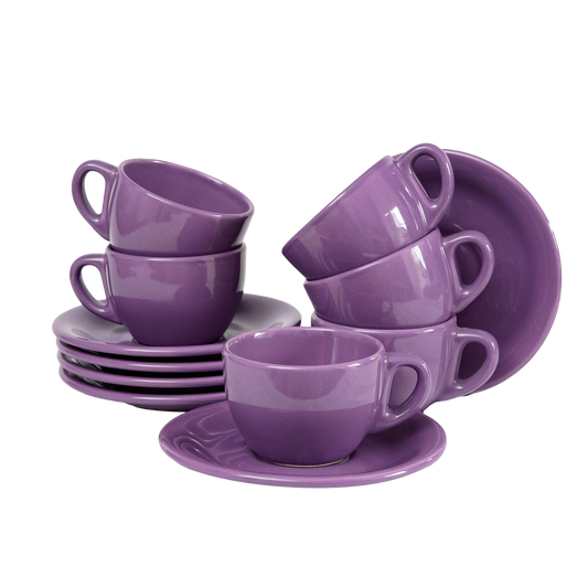 Set of 6 Purple cups with 170 ml saucer, Cesiro