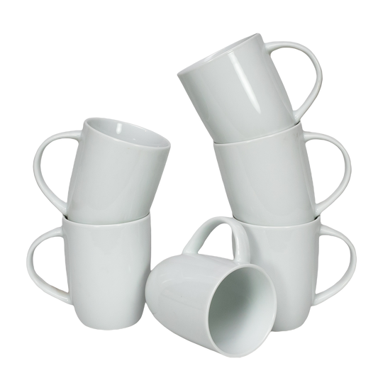 Juego de 6 tazas blancas brillantes, 290 ml