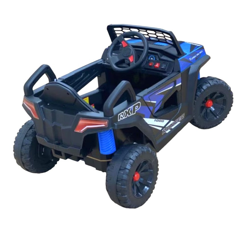 Coche eléctrico infantil tipo Jeep, Color Azul, 12v, Equipado con mando a distancia, Interactivo