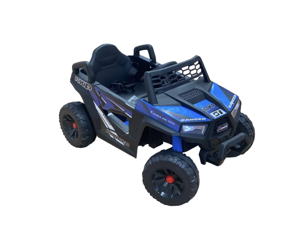 Coche eléctrico infantil tipo Jeep, Color Azul, 12v, Equipado con mando a distancia, Interactivo