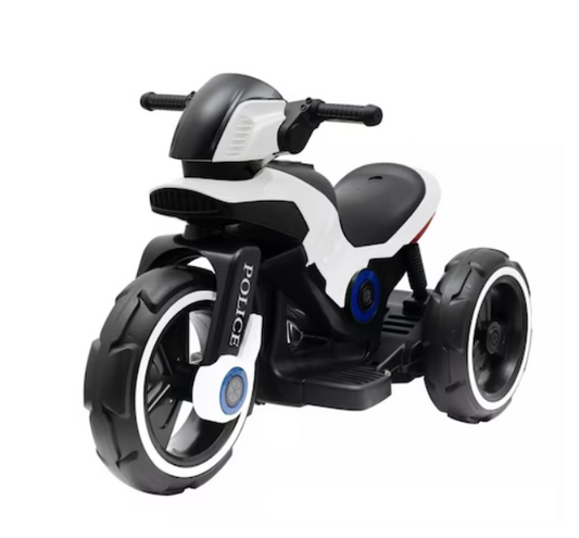 Motocicletta elettrica per bambini, modello Police, 12v, + 2 anni, Premium, bianca