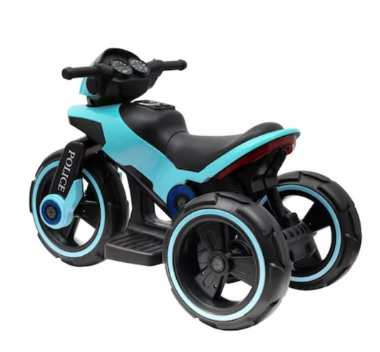 Moto elettrica per bambini modello Police 12v, Premium, colore blu