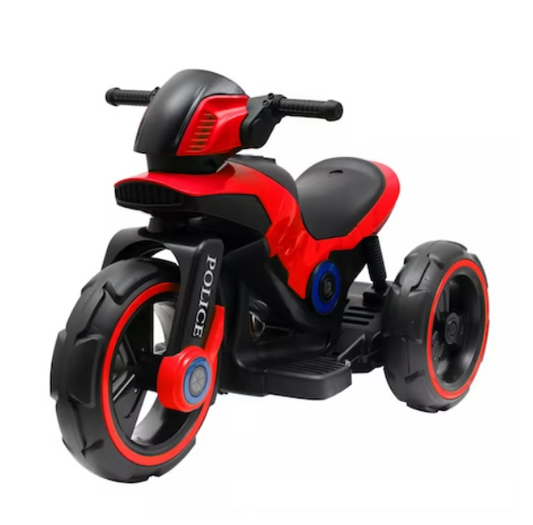 Motocicletta elettrica per bambini, Modello Police, 12v, + 2 anni, Premium, Rossa