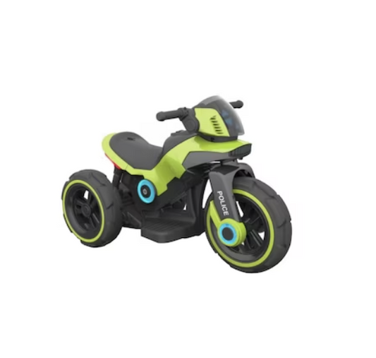 Motocicletta Per Bambini Elettrica Modello Police Verde, 12v, +2 anni