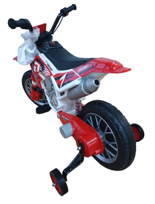 Moto Infantil Eléctrica, 2 motores, 12v, Interactiva con sonidos y luces, Color Rojo