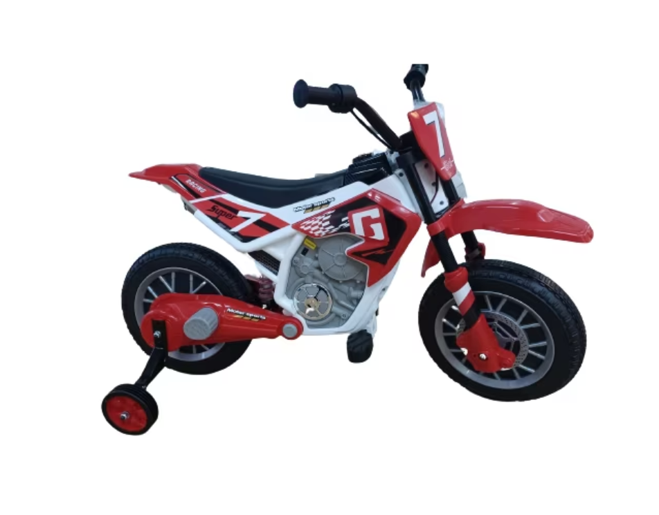 Moto Infantil Eléctrica, 2 motores, 12v, Interactiva con sonidos y luces, Color Rojo