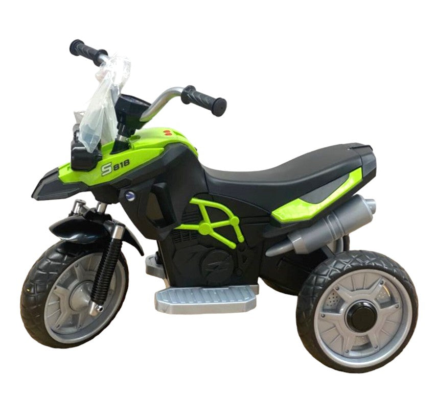 Moto eléctrica infantil, motor 6v, equipada con sonidos y luces, color verde