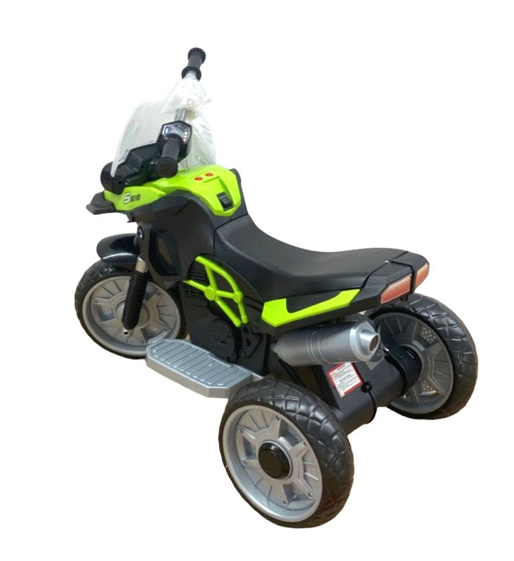 Moto eléctrica infantil, motor 6v, equipada con sonidos y luces, color verde