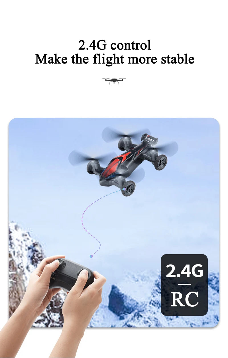 Dronă JJRC Land-Air Mini  Aeronava Dual-Mode Mini Patru Axe Control de la distanță Lumini de Noapte Vehicul Auto, control din Telecomanda, Albastru