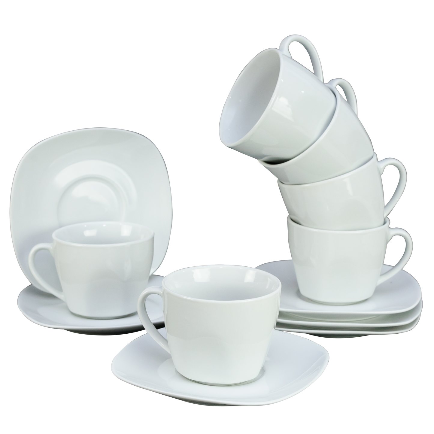 Juego de 6 Tazas y Platos de Porcelana de 200 ml