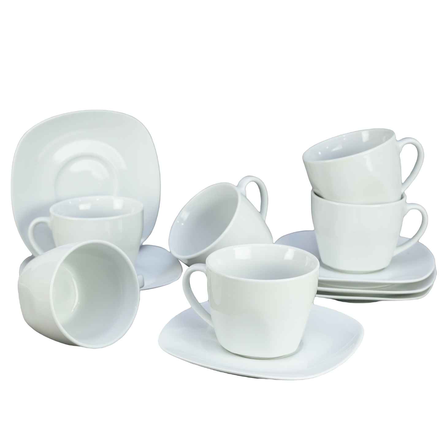 Juego de 6 Tazas y Platos de Porcelana de 200 ml