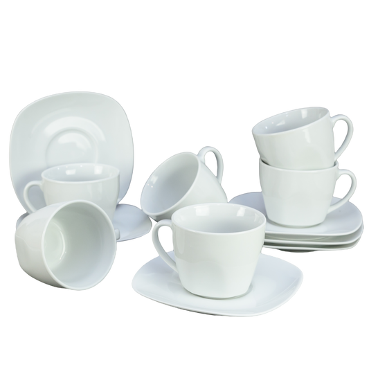 Set of 6 Porcelain Cups and Plates of 200 ml