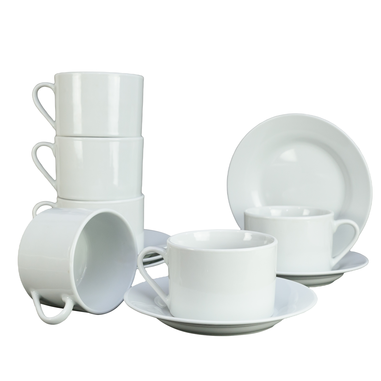 Set 6 Cesti cu Farfurii de Portelan de 220 ml - Colectia Cesiro Prestige