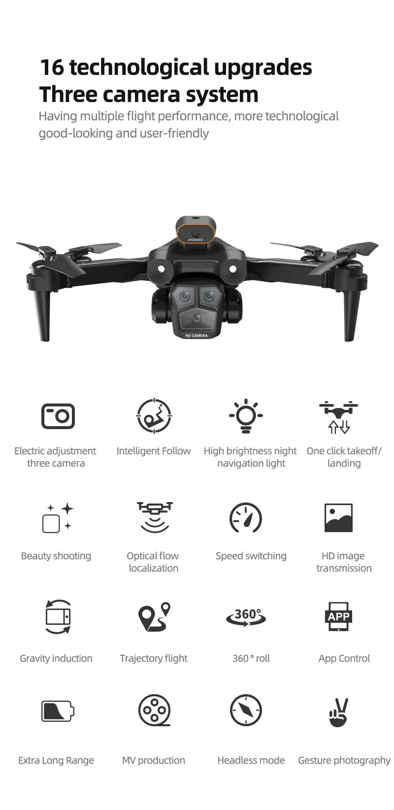 Nuovo M4 RC Drone 4K Professionale Grandangolo Triple HD HD Camera Pieghevole RC Elicottero WIFI FPV Altitudine Stabile - M4Pro-Triple4K-Bag