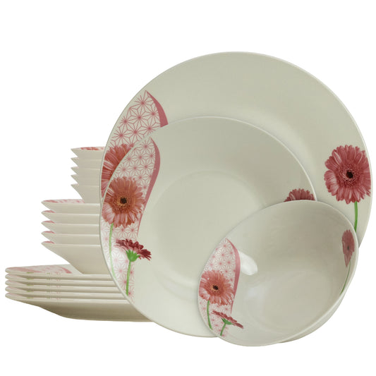 Plate set 18 pieces, for 6 people, Cesiro, Ivoire with daisy