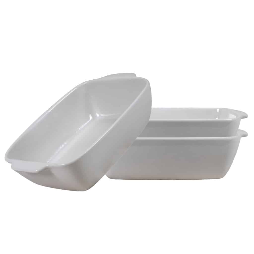 Set di 3 piatti resistenti al calore 22x16x7 cm, Bianco