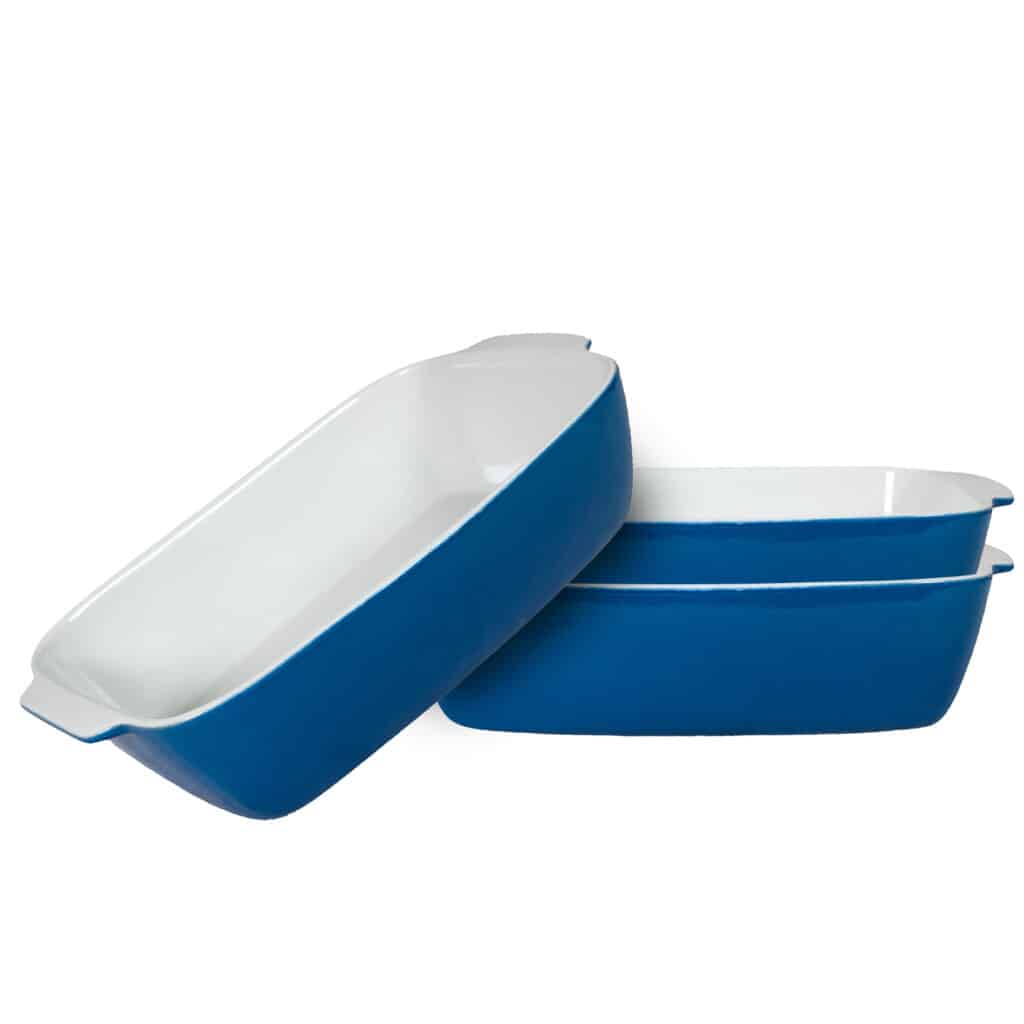 Set 3 piatti termoresistenti Bianco/Blu, 27x19,5x8 cm