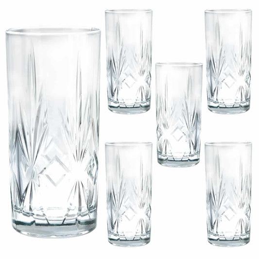 Set of 6 glasses 335 ml, Transparent