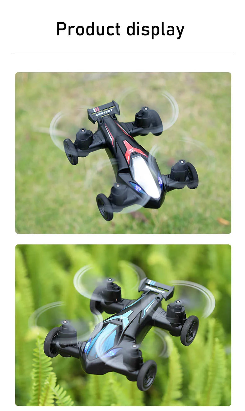 Dronă JJRC Land-Air Mini  Aeronava Dual-Mode Mini Patru Axe Control de la distanță Lumini de Noapte Vehicul Auto, control din Telecomanda, Albastru