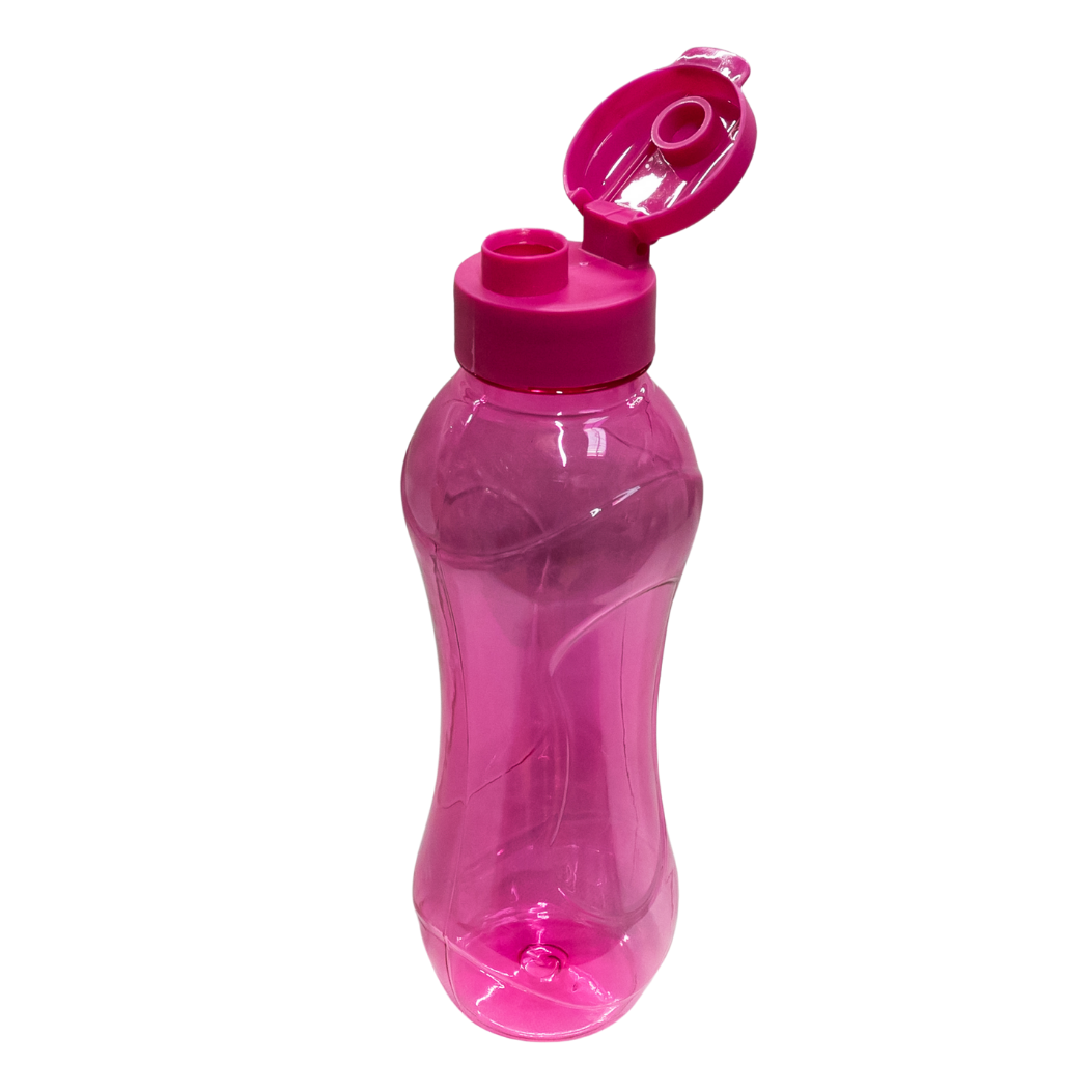 Pink plastic water bottle, 750 ml