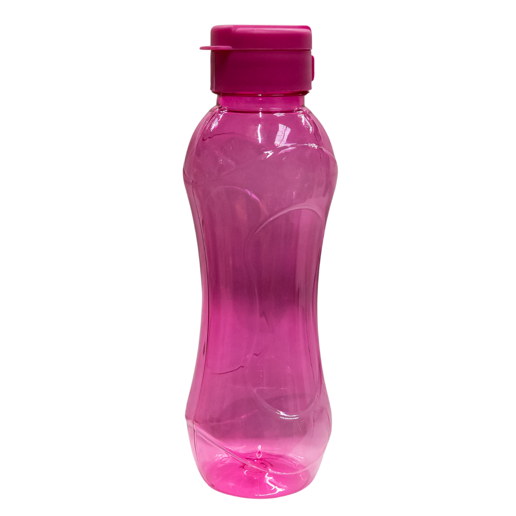 Pink plastic water bottle, 750 ml