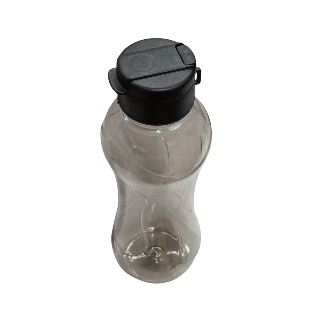 Sticlă din plastic transparentă pentru apă, capac negru, 750 ml