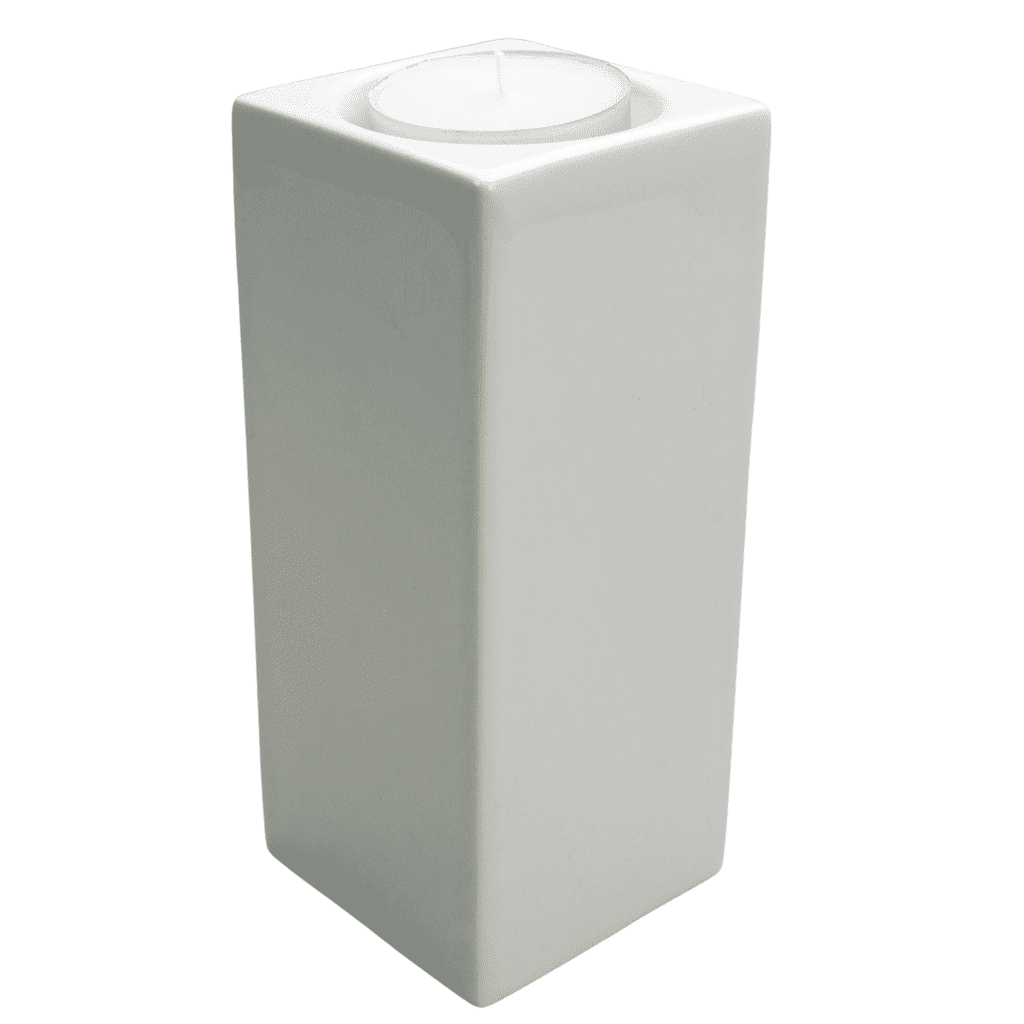 Portacandela Ceramica, 20 cm, Bianco Artico