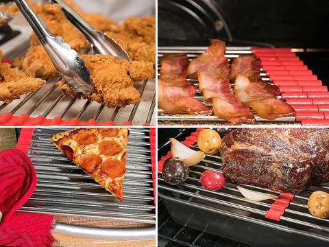 Practical support for cooking in the oven/grill made of stainless steel