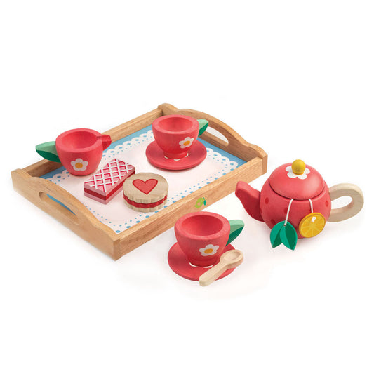 Juego para servir té, fabricado en madera de primera calidad - Juego de bandejas para té - TL8233