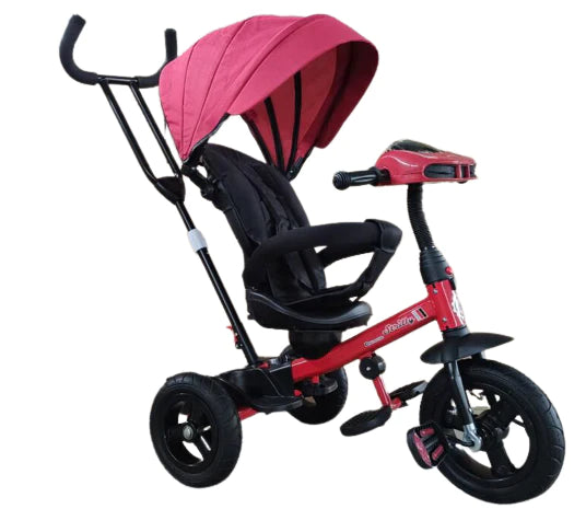 Triciclo para Niños, Provisto de Posición para Dormir y Asiento Giratorio, Interactivo, Color Rojo