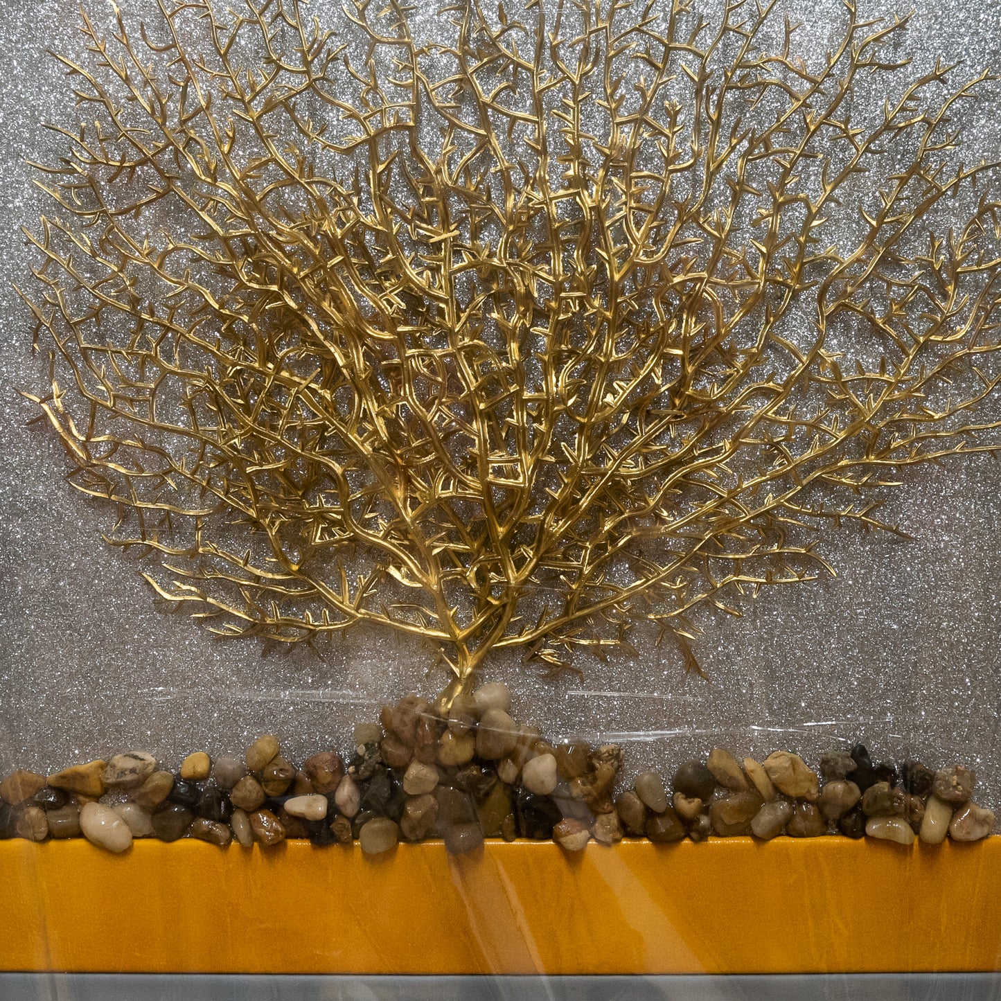 Painting with Golden Tree made of metal, 60x40 cm