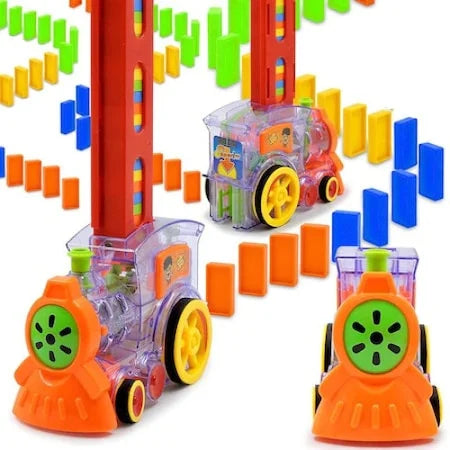 Domino train, electric, 50 pieces, with sound effects, Multicolor