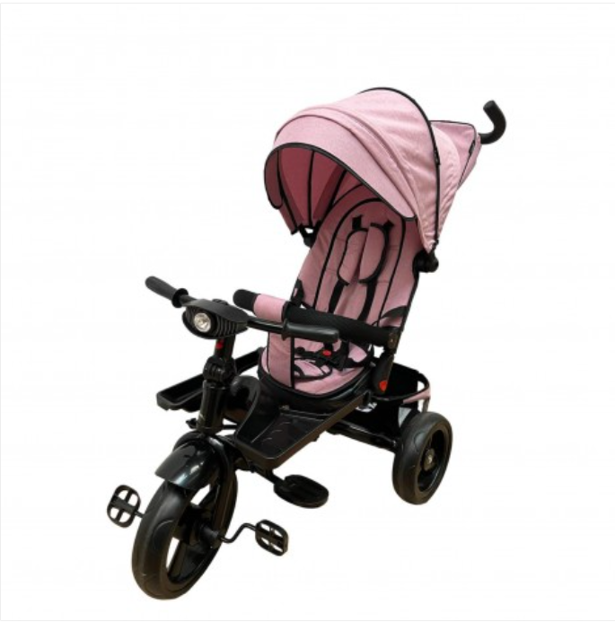 Triciclo para Niños, Provisto de Asiento Reversible y Posición para Dormir, Color Rosa