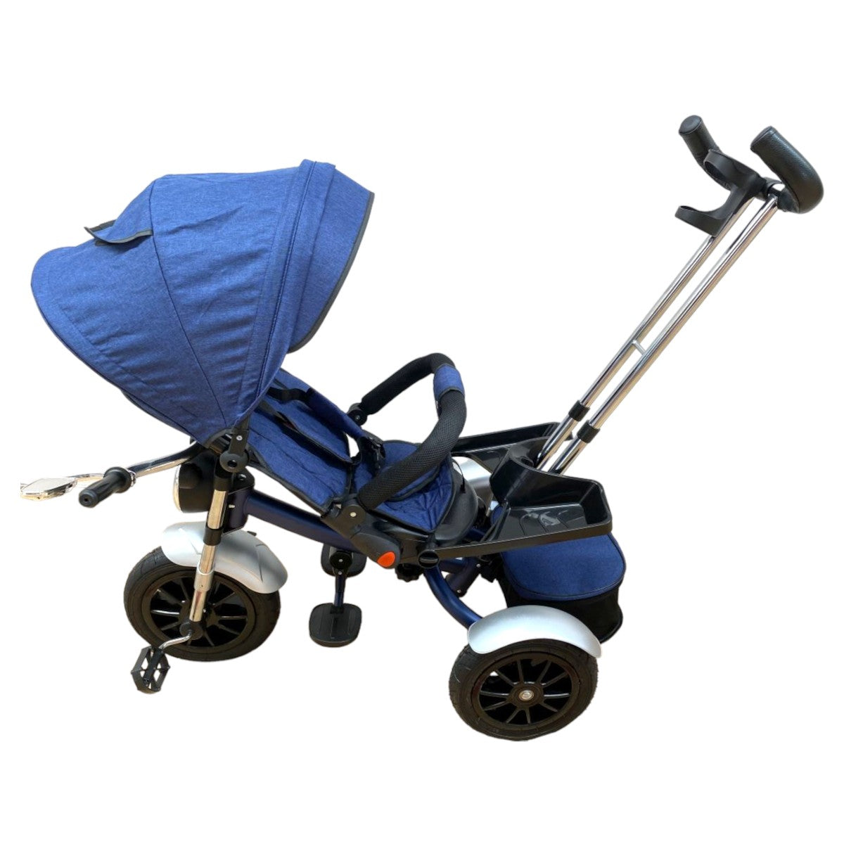 Triciclo para Niños, Equipado con Asiento Giratorio y Posición para Dormir, Color Azul