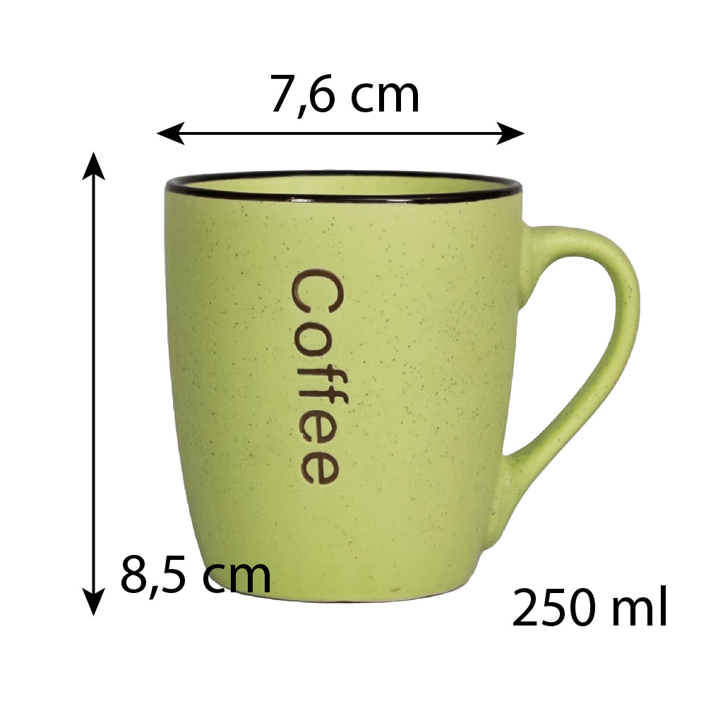 Juego de 6 tazas decorativas de café verde, 250 ml