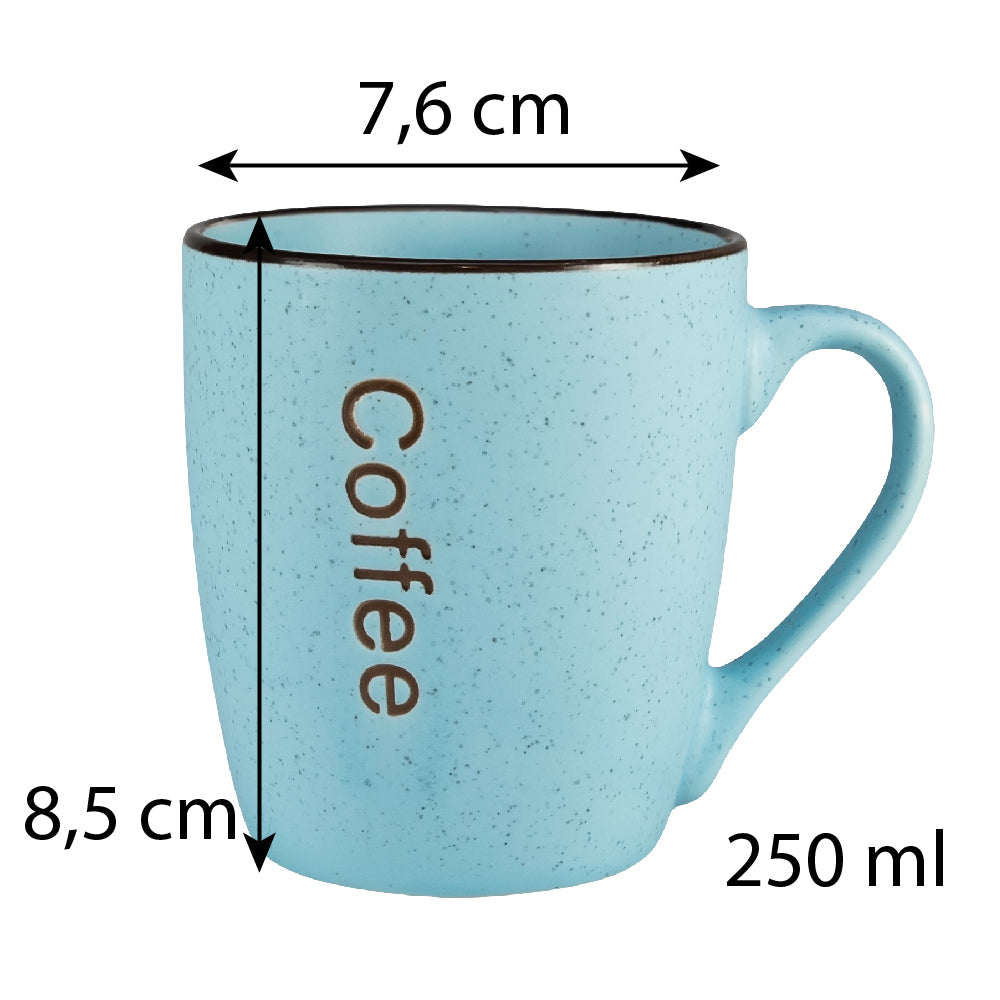 Set 6 cani decor coffee Albastru, 250 ml