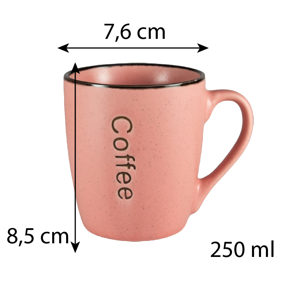 Juego de 6 tazas de café decorativas Rosa, 250 ml