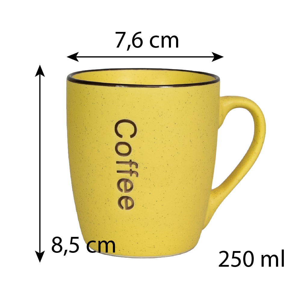 Juego de 6 tazas de café decorativas Amarillo, 250 ml