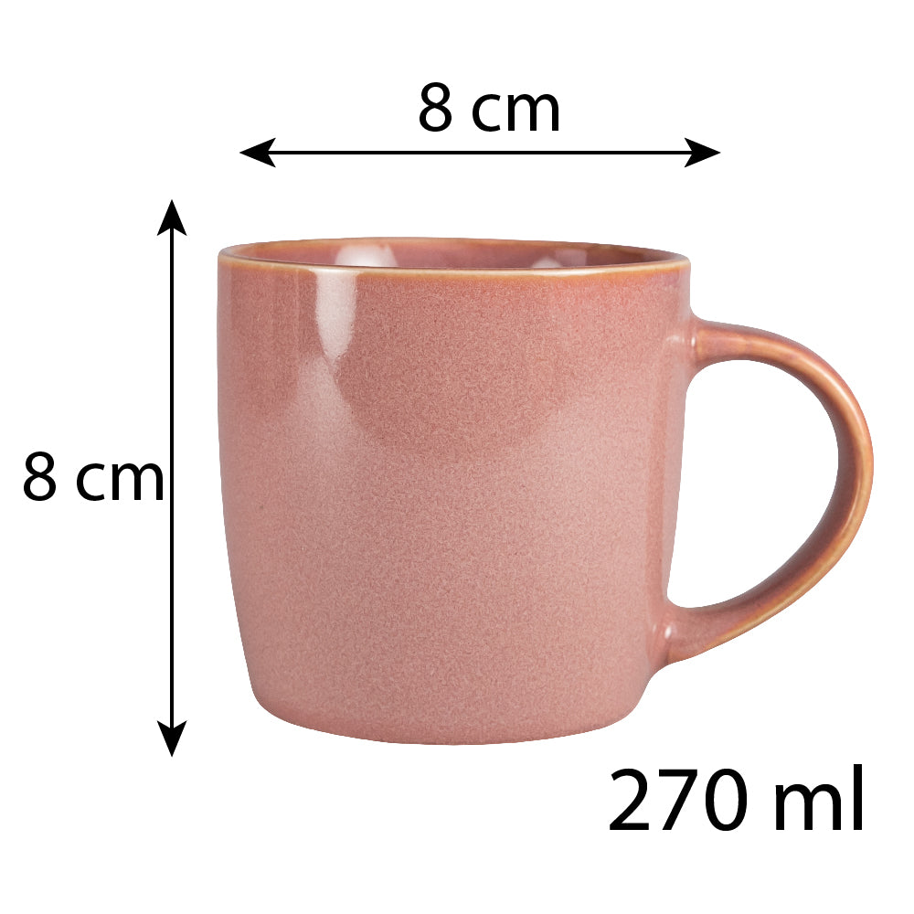 Set of 6 pink latte cups, 270 ml