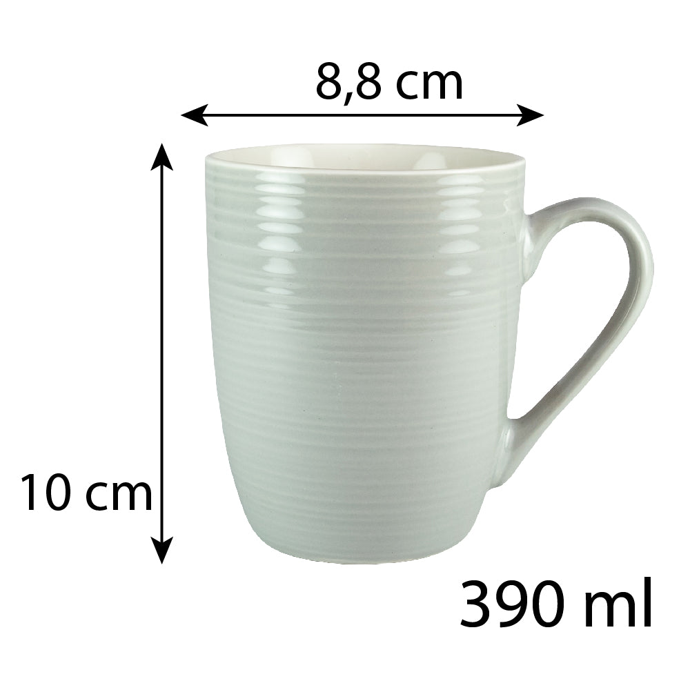 Juego de 6 tazas modelo Líneas grises, 390 ml