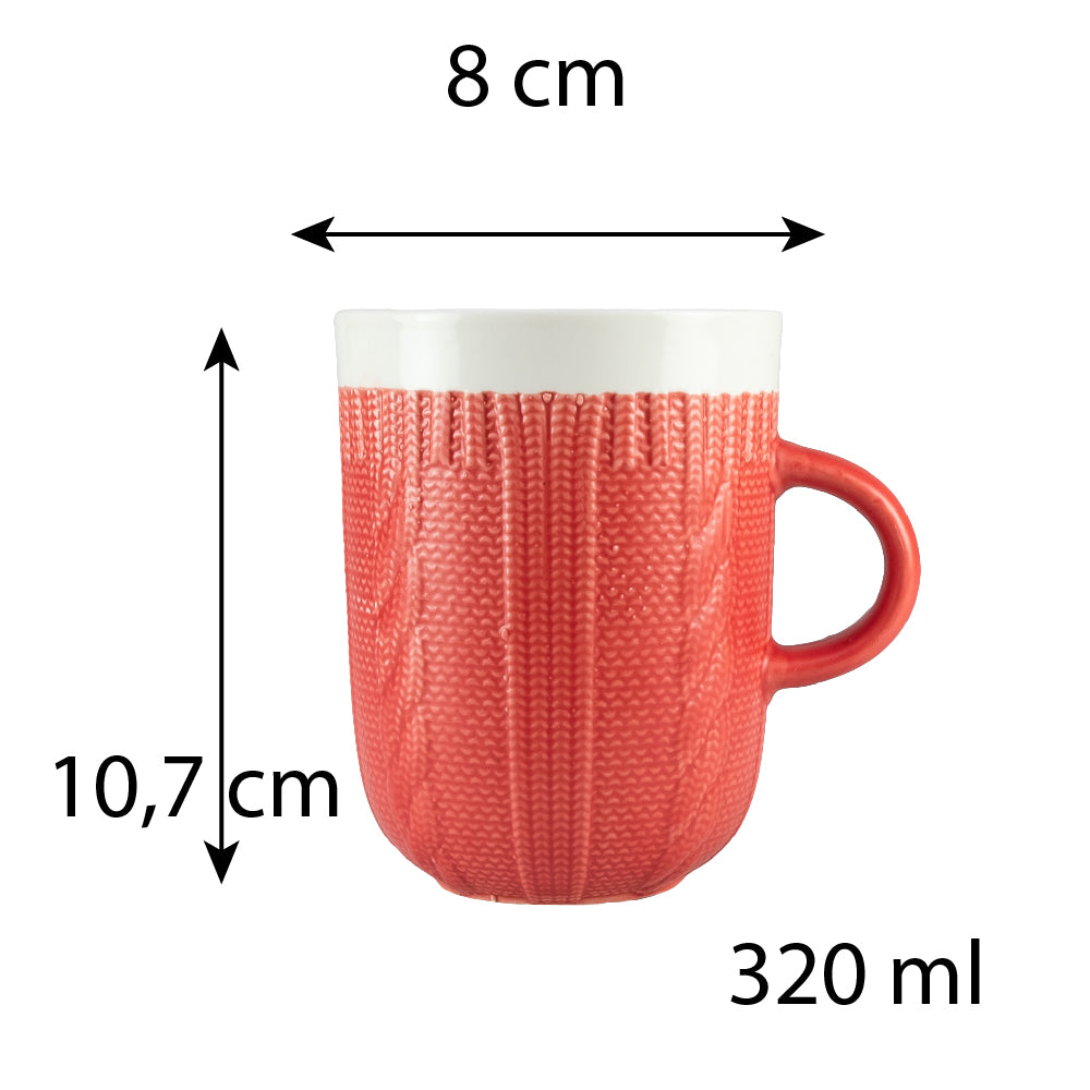 Set of 6 crocheted mugs Red, 320 ml