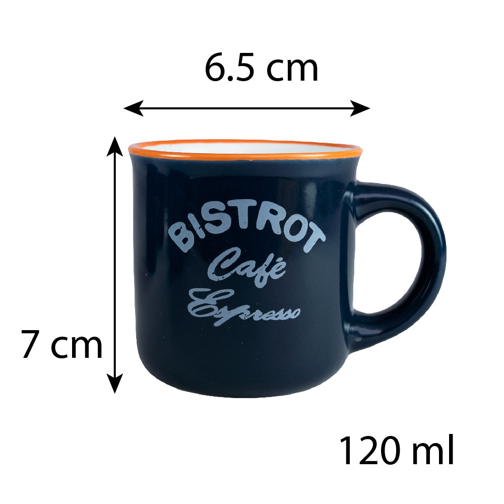 Juego de 6 tazas Bistrot Azul/Blanco, 120 ml