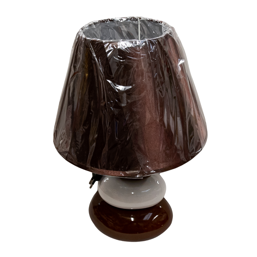 Brown lampshade, pattern of overlapping brown and white stones, 37x23 cm