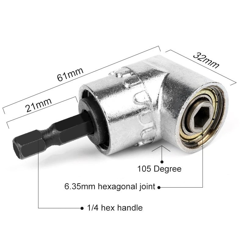 Adaptor Unghiular Pentru Bormasina, Cap Inclinat, Unghi 105 Grade, Tija Hexagonala