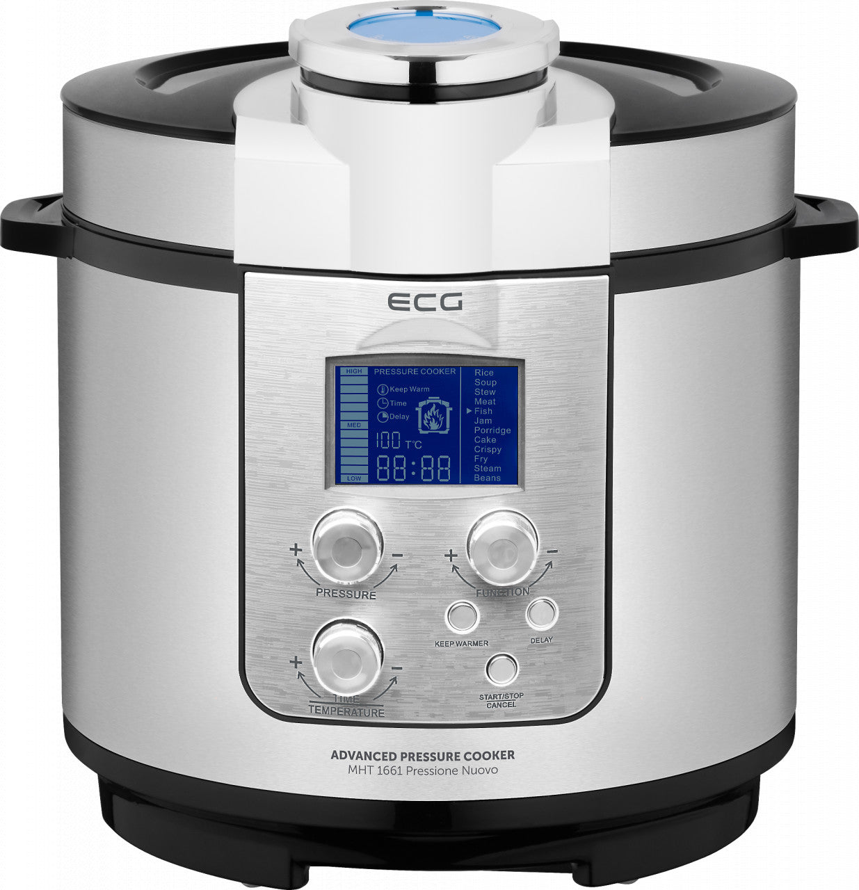 Multifunctional pressure cooker ECG MHT 1661 Pressione Nuovo, 1000W, 6 L, 12 programs