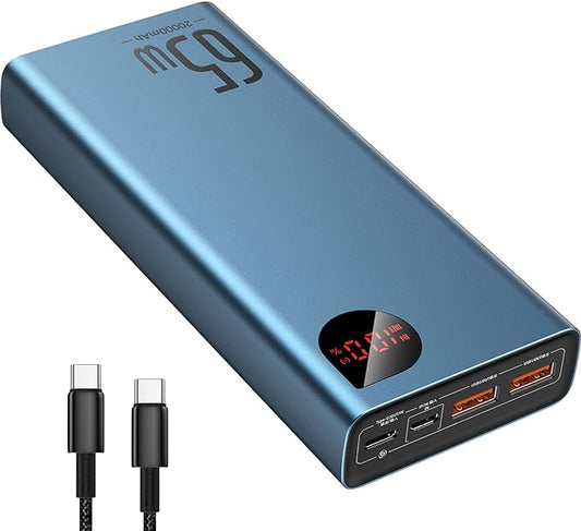 External battery, 10000mAh, 20W with USB-C Cable, LED DisplayPortable Charger