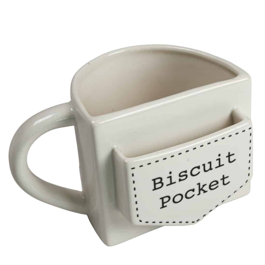 Cana cu buzunar pentru biscuit, 420 ml, Alb cu mesaj