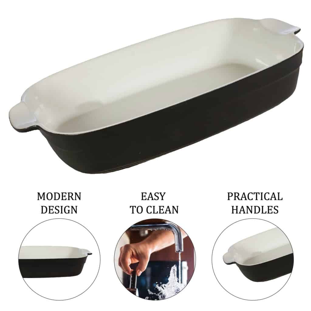 White and Black heat-resistant pot, 35x25x8 cm