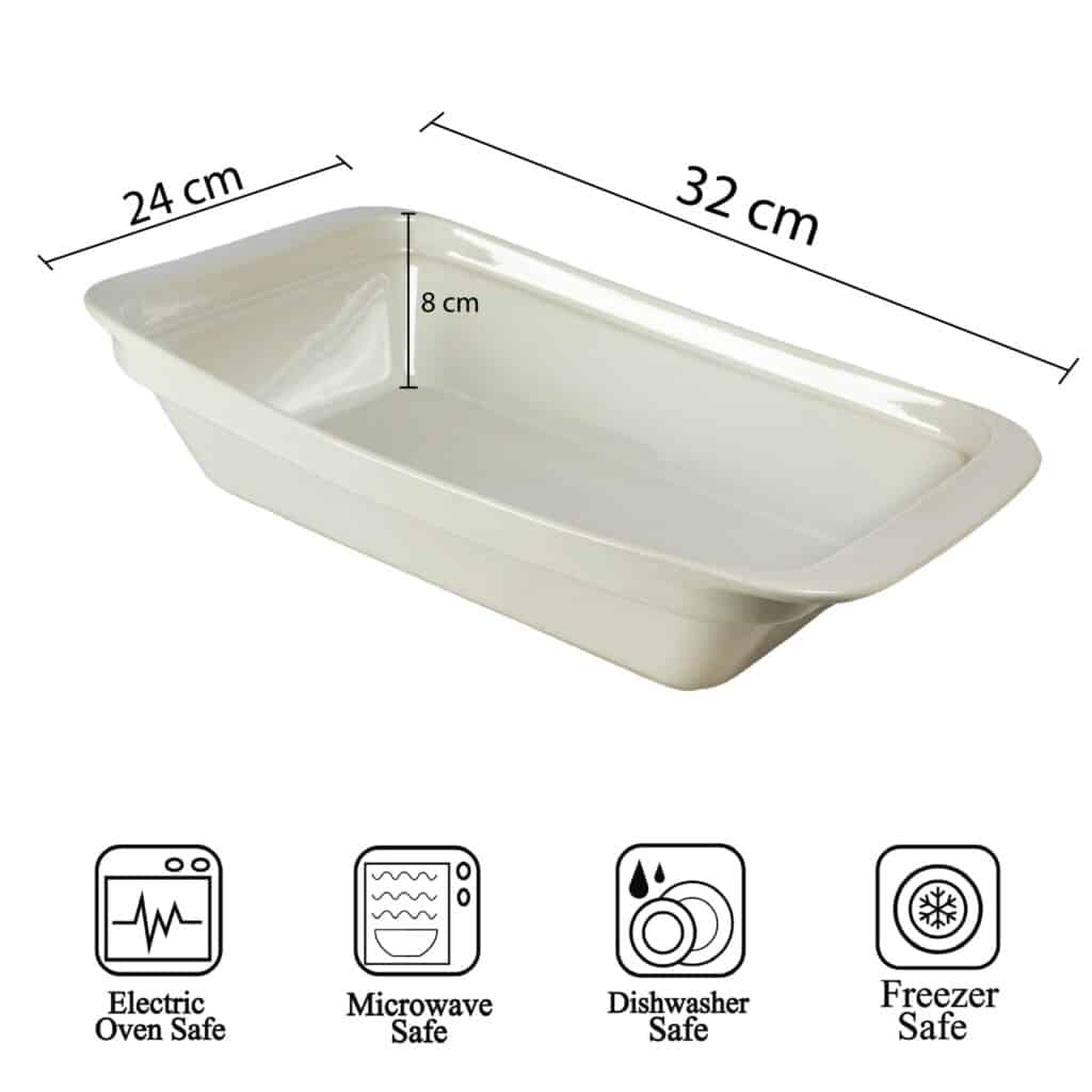 Heat-resistant pot White 32x24x8 cm