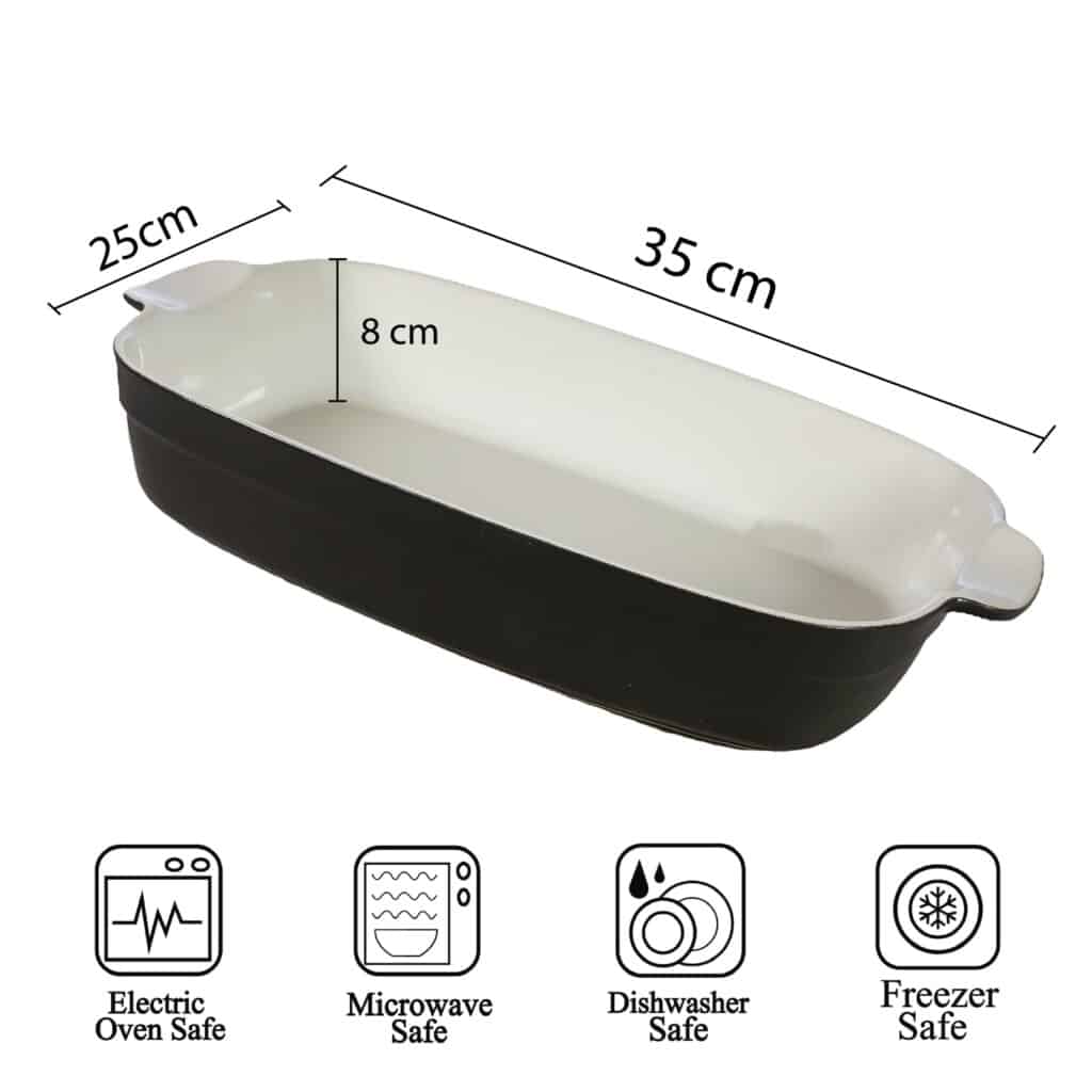 White and Black heat-resistant pot, 35x25x8 cm